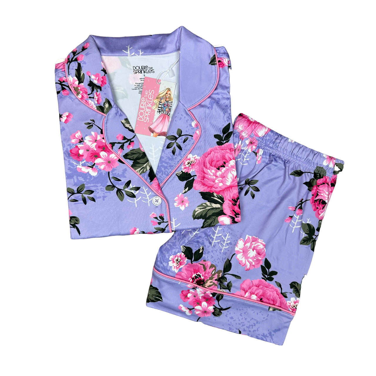 Double the Sprinkles - Wholesale Pyjamaset - Dames - Violette korte set9