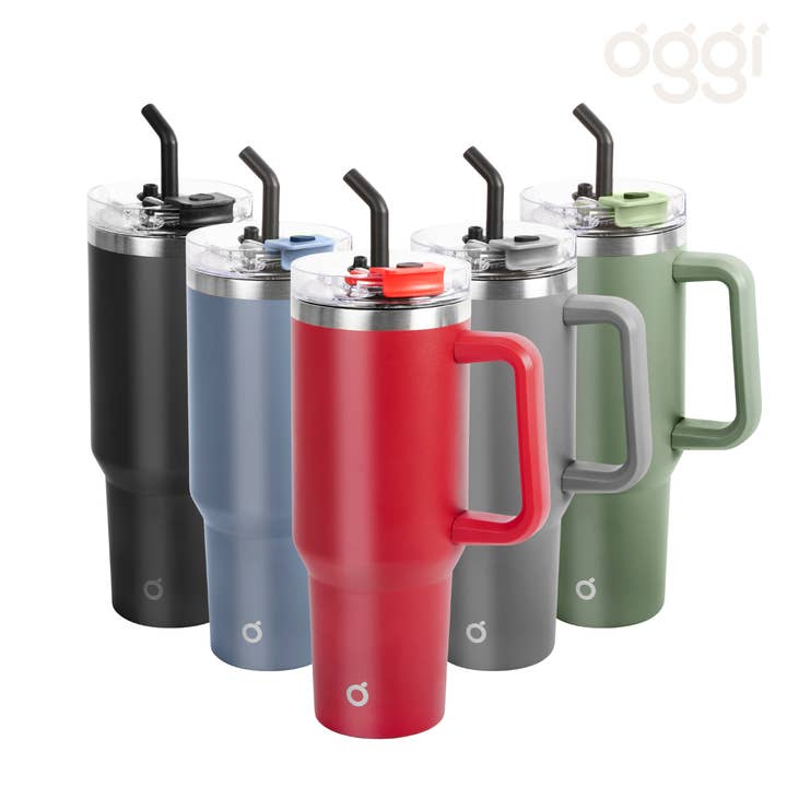 Oggi - Wholesale Insulated Mug/Tumbler - 40 fl oz / 1.2 lt Thermal Mug w/Straw