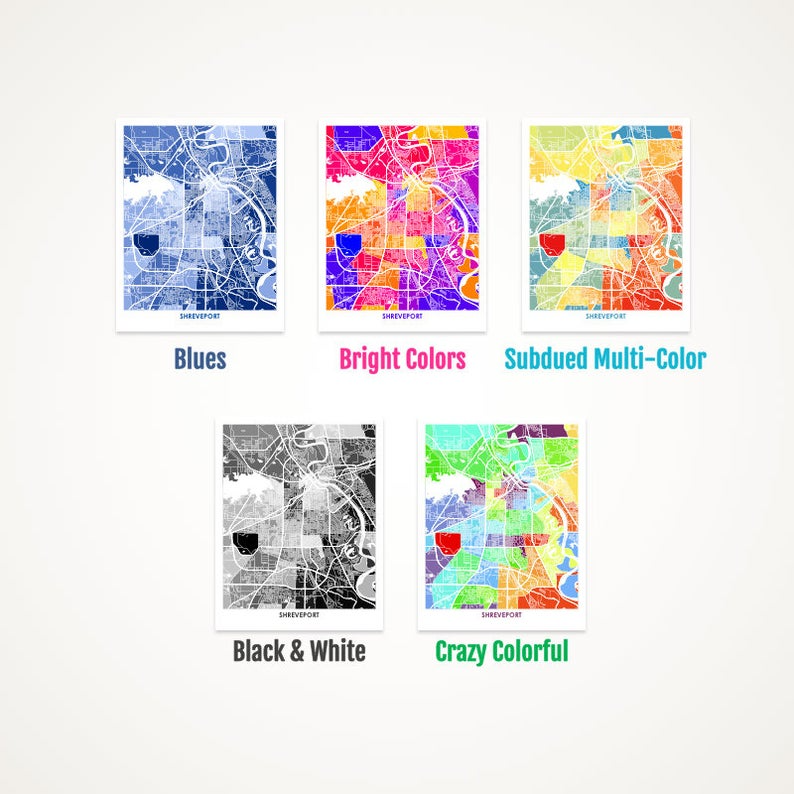 Juanita's Adventures - Wholesale Art Print - Juanitas Shreveport Map Print1