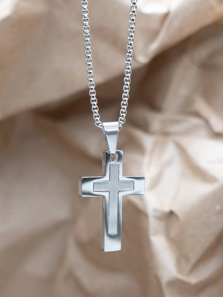 Kruis In Kruis Zilveren Ketting voor wholesale door Eden Merry Jewelry by James Lawrence