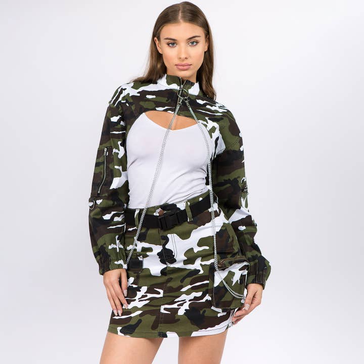 American Bazi - Wholesale Jacket - Women's - CROPPED COLOR JACKETS WITH CHAINS-RJK2737