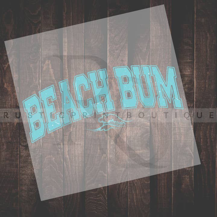 Retro Summer DTF Heat Transfer Beach Bum Varsity for wholesale by RusticPrintStudio