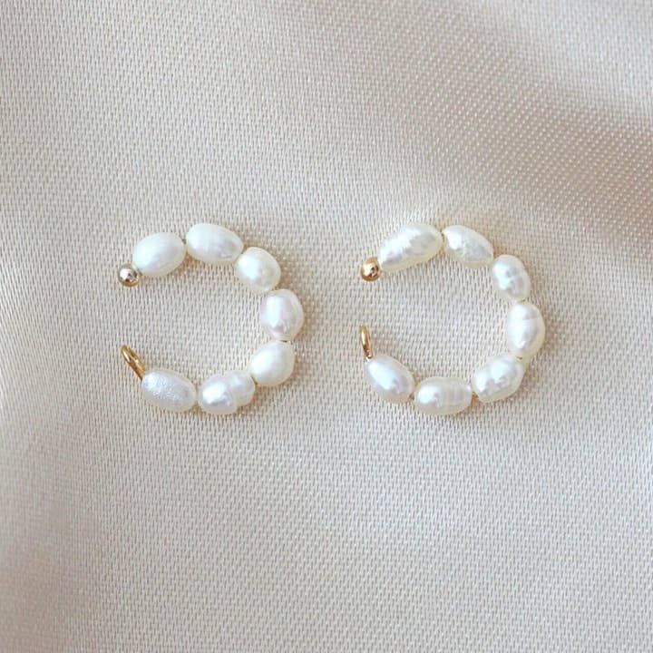 Divine Dulcet - Wholesale Cuff/Wrap Earrings - "Pearly Cuties" 18 Karats Freshwater Pearl Ear Cuffs (Pair)