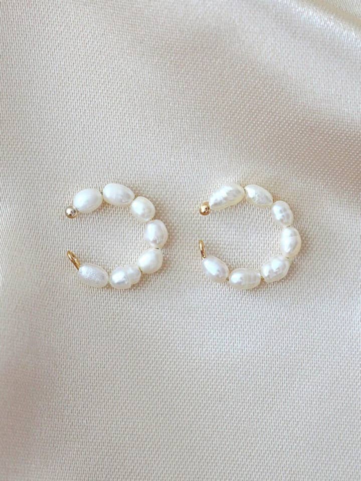 "Pearly Cuties" 18 Karats Freshwater Pearl Ear Cuffs (Pair) for wholesale by Divine Dulcet