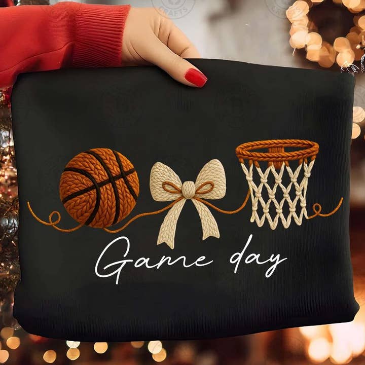 Basketball Game Day Womens Apparel Graphic Sweatshirt Faux for wholesale by Lasting Impressions CT