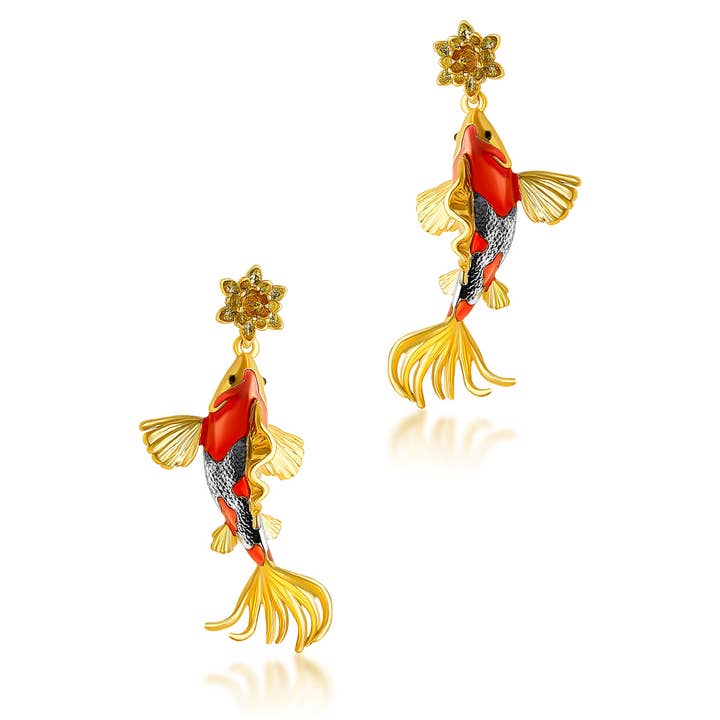 Koi Carp Drop Earrings for wholesale by Bill Skinner