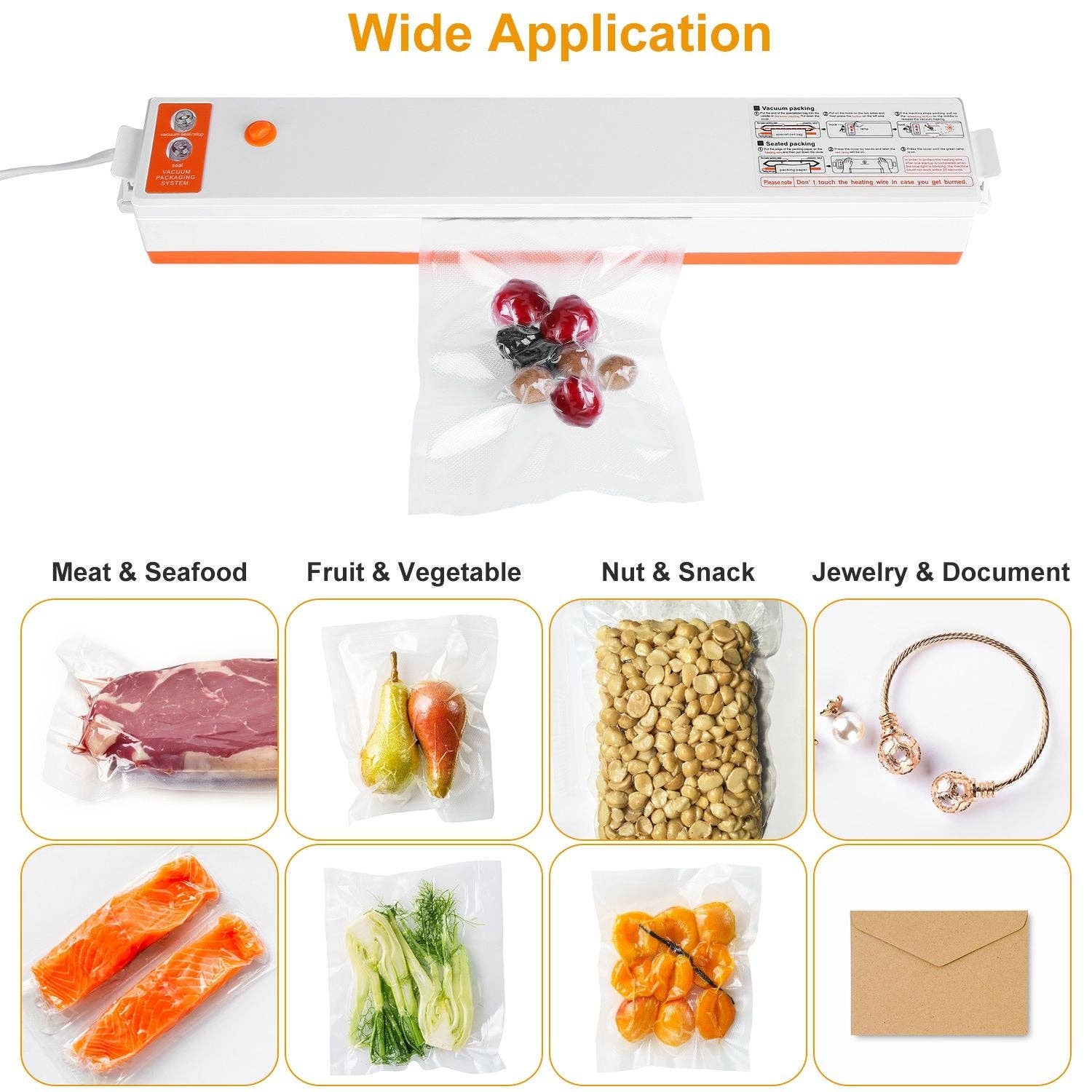 White Electric Vacuum Sealer Machine Household Automatic Food Vacuum Sealer Quick Sealing System Machine for wholesale on Faire5