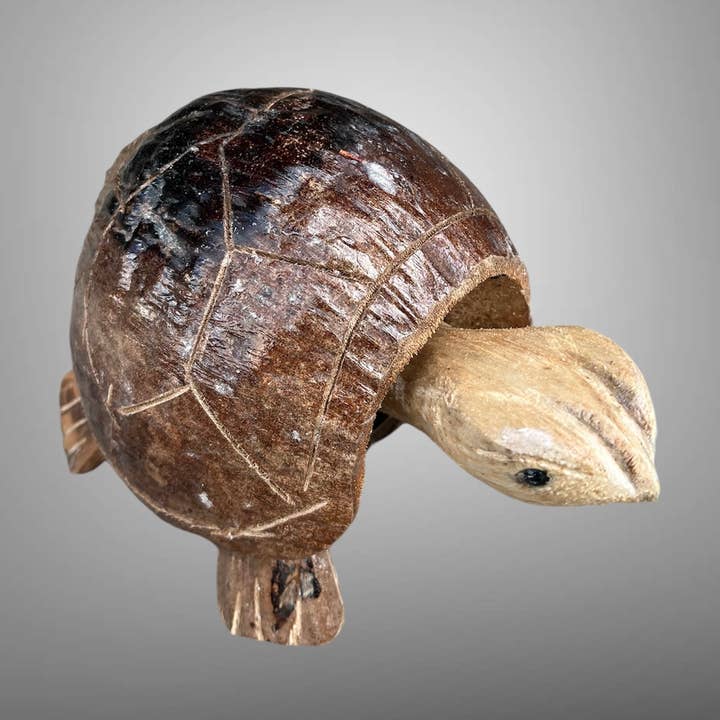 Batik Indah - Wholesale Ornament - Nodding coconut shell and wood turtle ornament