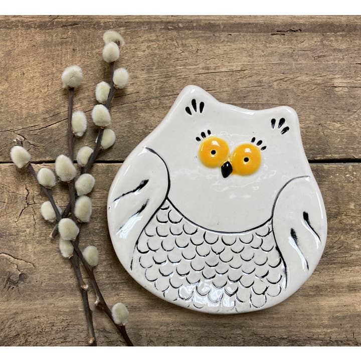 August Ceramics - Wholesale Jewelry Dish - 5" Ceramic Large Owl Dishes