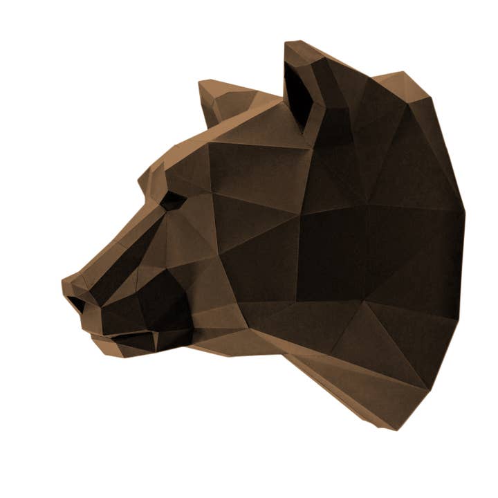 PAPERCRAFT WORLD - Wholesale Wall Accent - 3D PaperCraft Bear Head Wall Art Origami Decor