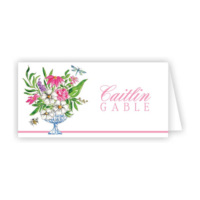 Handpainted Floral Arrangement Pink Place Card for wholesale by RosanneBeck Collections