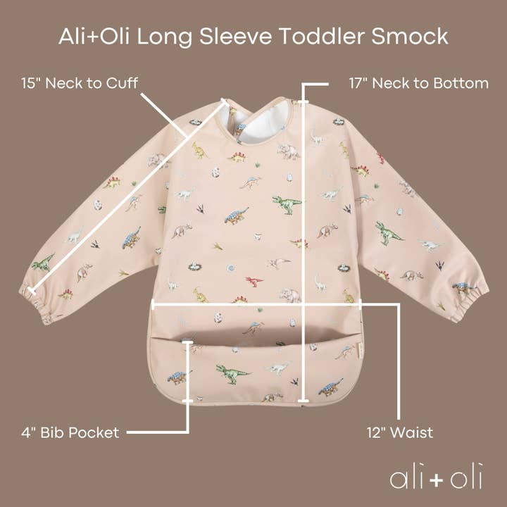 Ali+Oli - Wholesale Baby Bib - Baby - Smock Bib (2-pc) Long & Short Sleeve Set (Dino-Mint)4