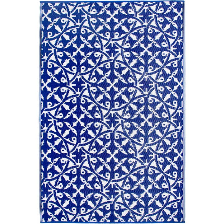 Fab Habitat - Wholesale Area Rug - San Juan - Dark Blue Farmhouse Outdoor Rug for Patio
