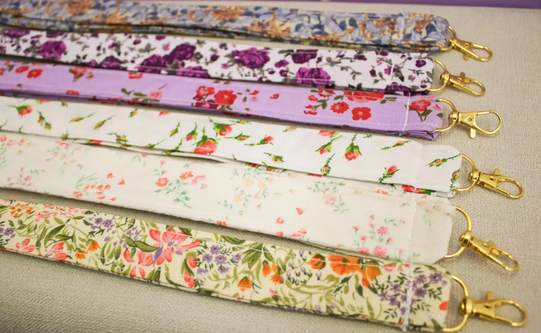 Wildestdreams.flowers – wholesale Lanyard – Women’s – Handmade Fabric Lanyard Wristlet Boho Key Fob Gold Clasp2