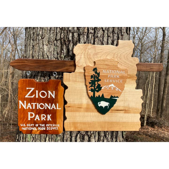 Cartello d'ingresso De, decorazione da parete del parco nazionale di Zion, Utah UT Kenab per la vendita all'ingrosso da parte di TinyWoodenSigns