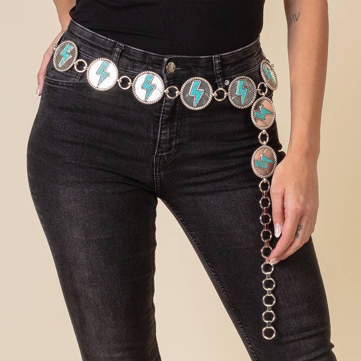 Ceinture Lightning Bolt Concho pour la vente par Your Fashion Wholesale