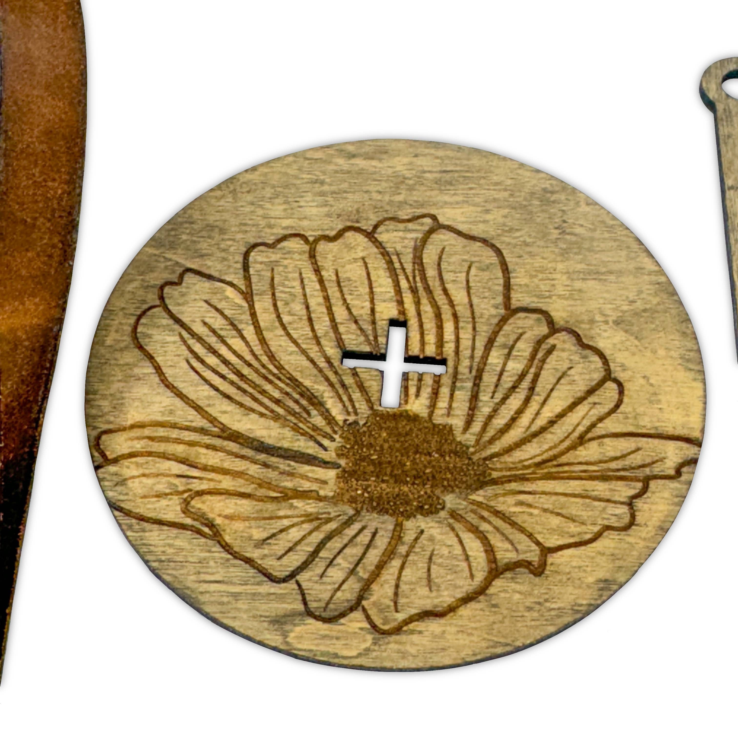 Art by Erica H & Rebel Stitchers - Wholesale Craft Tool - Wrist Yarn Minder/Holder Real Leather Strap Flowers Style 17