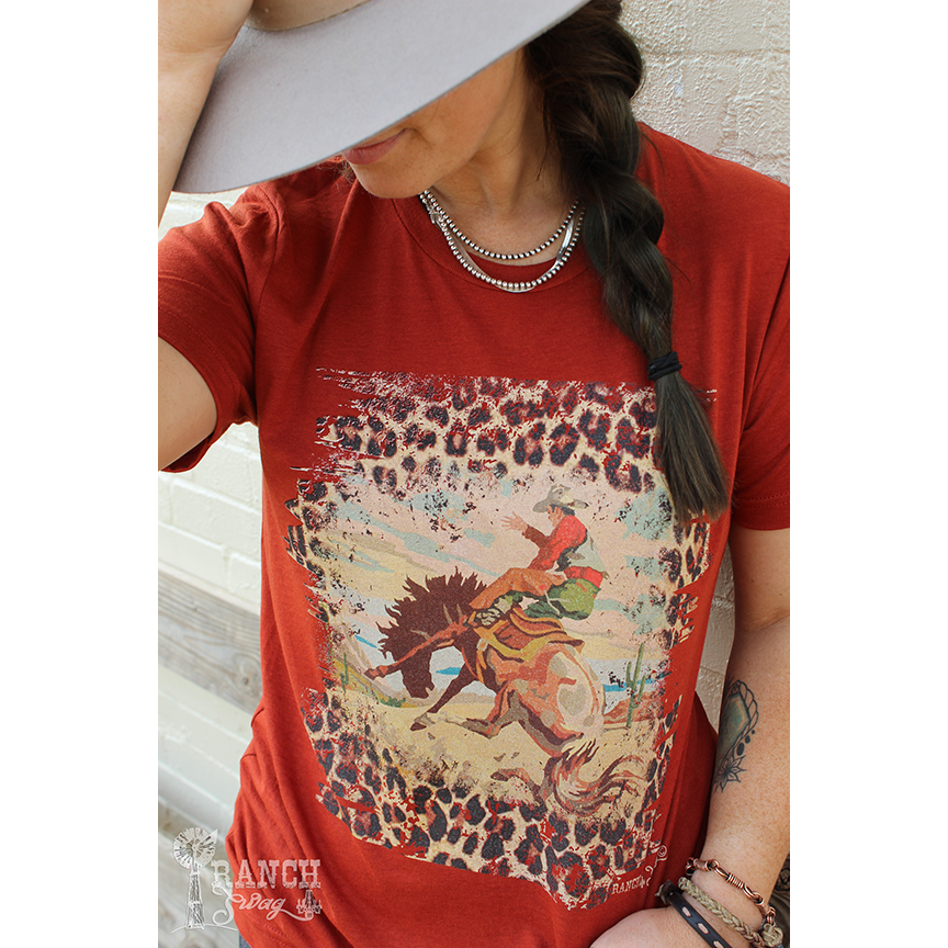 Ranch Swag - Wholesale T-Shirt (Graphic) - Women's - Leopard Bronc Graphic Tee0