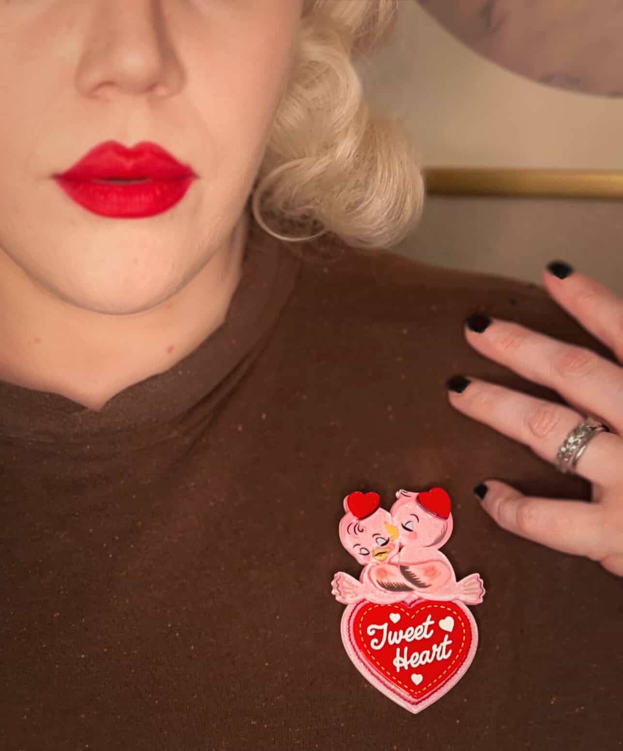 Lipstick & Chrome - Wholesale Brooch - Tweet Heart Brooch by 50's Vintage Dame x Lipstick & Chrome1
