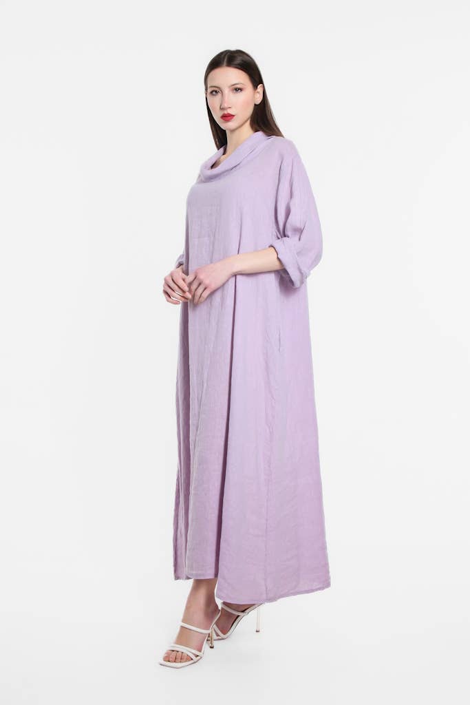 TINA Stephens Italy/Tees By Tina – wholesale Dress – Women's – Mara Cowl Neck Linen Maxi Dress (DQ103)12