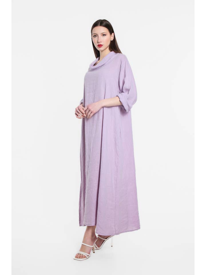 TINA Stephens Italy/Tees By Tina – wholesale Dress – Women's – Mara Cowl Neck Linen Maxi Dress (DQ103)12