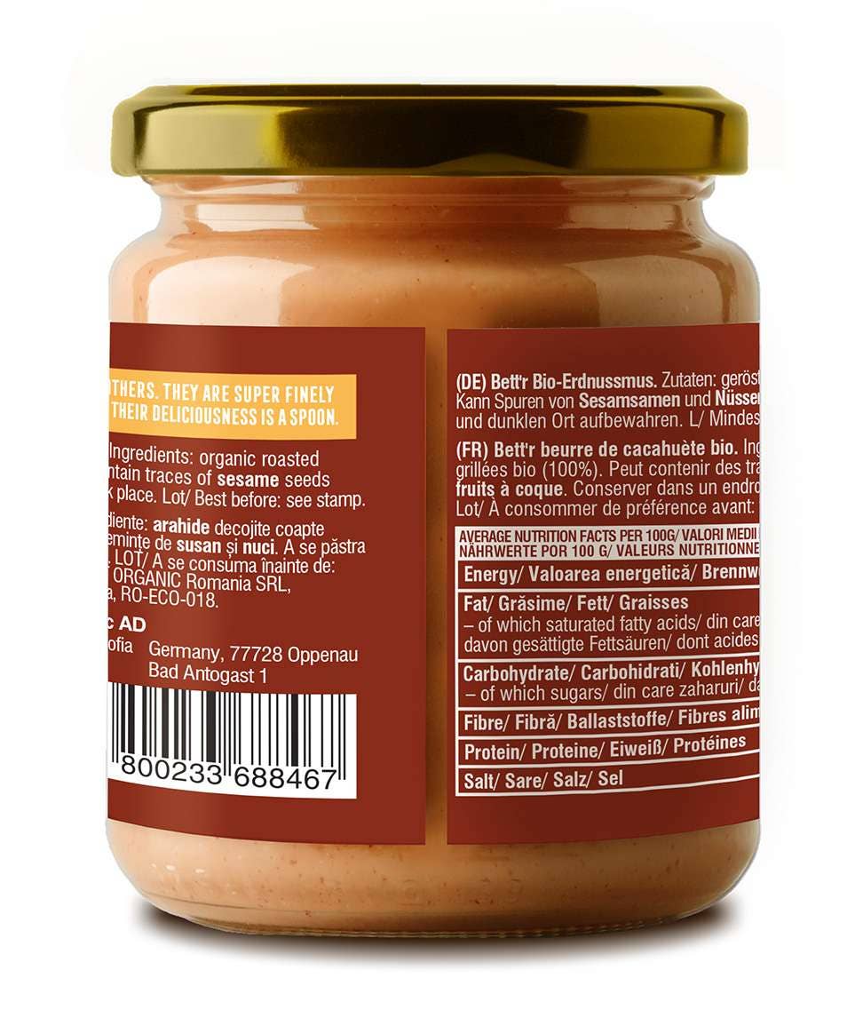 Smart Organic - Wholesale Nut Butter - Peanut Butter, Bio, Bett'r, 250g1