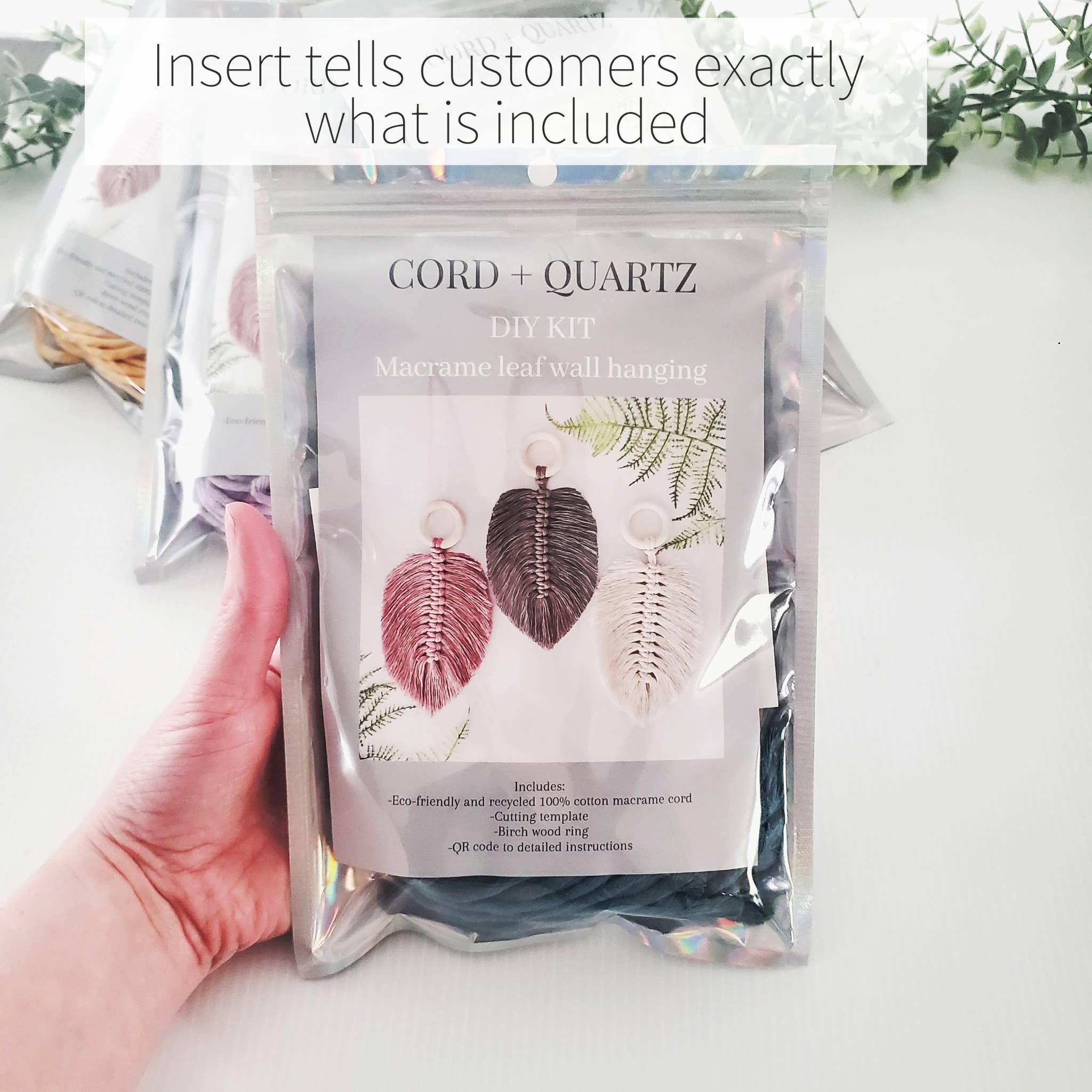 Cord + Quartz – Großhandel Bastelset – Makramee-Blatt-Set zum Selbermachen. Perfekt für den Weiterverkauf.6