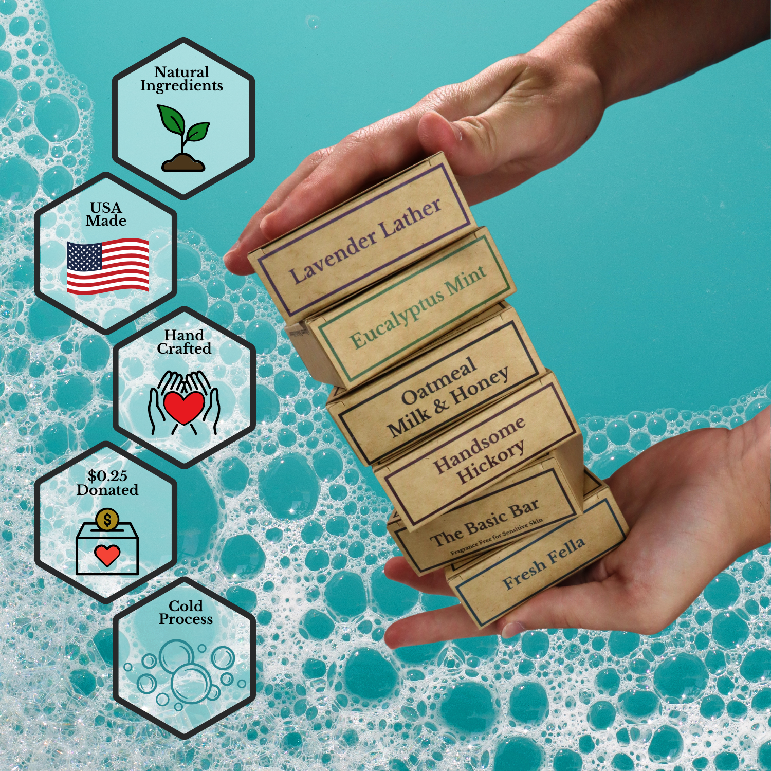 Mo & Co Soaps – Engroshandel Sæbesæt – Bedst sælgende barsæbe, helt naturlig, håndlavet - 5 oz hver12