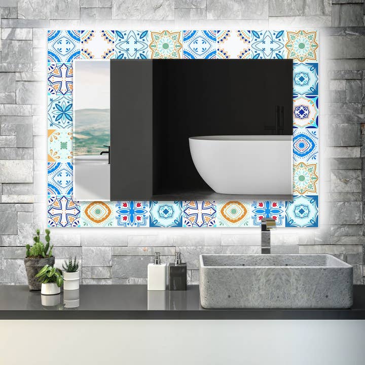 Miroir mural en verre trempé en mosaïque pour la vente par MyPhotostation