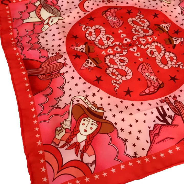 Su Owen - Wholesale Scarf - Unisex - Cowgirl Unisex Eco Pocket Square/Neckerchief