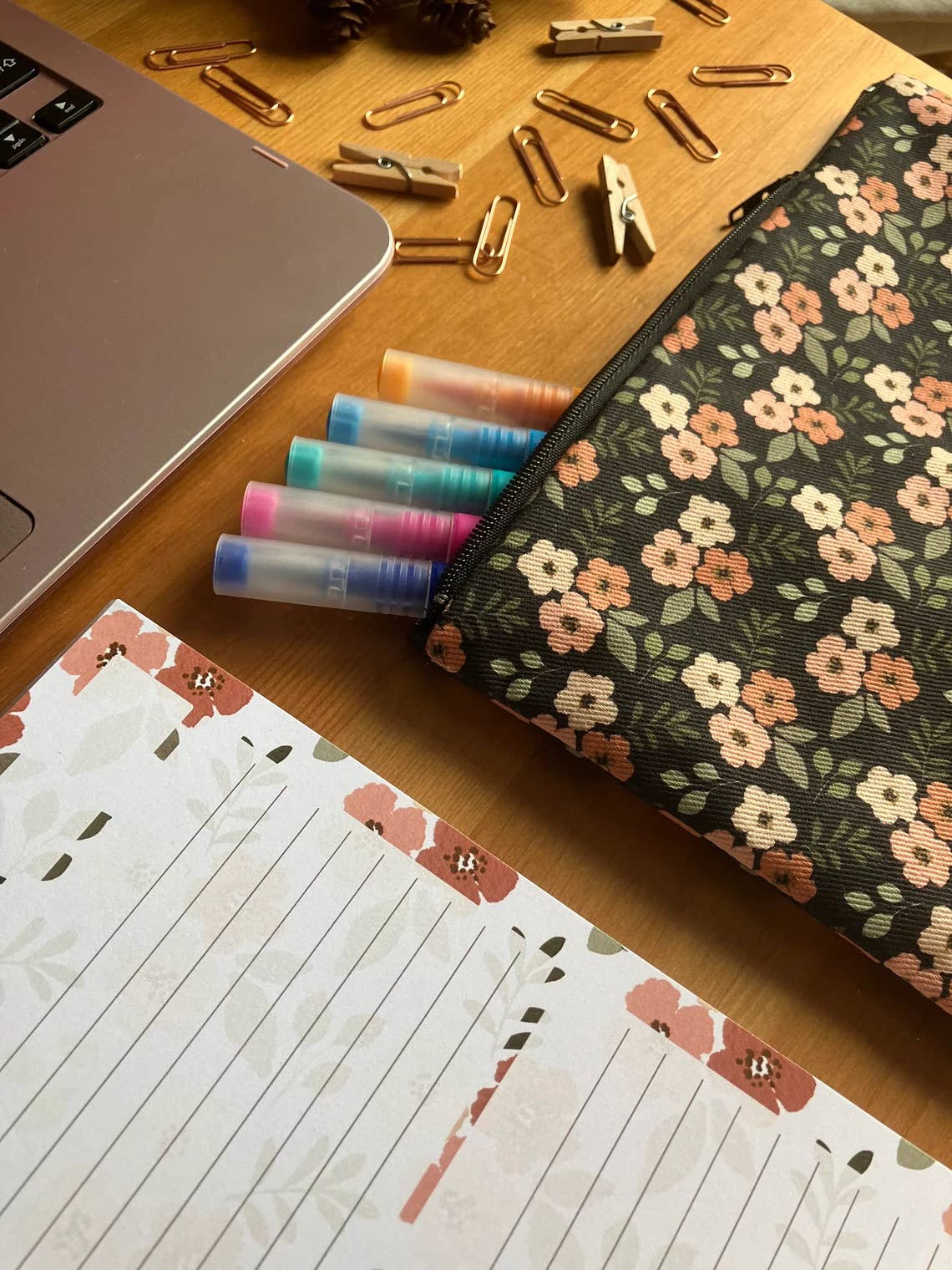 SH Designs – wholesale Pencil case/pouch – Dark Floral Handmade Zipped Pencil Case