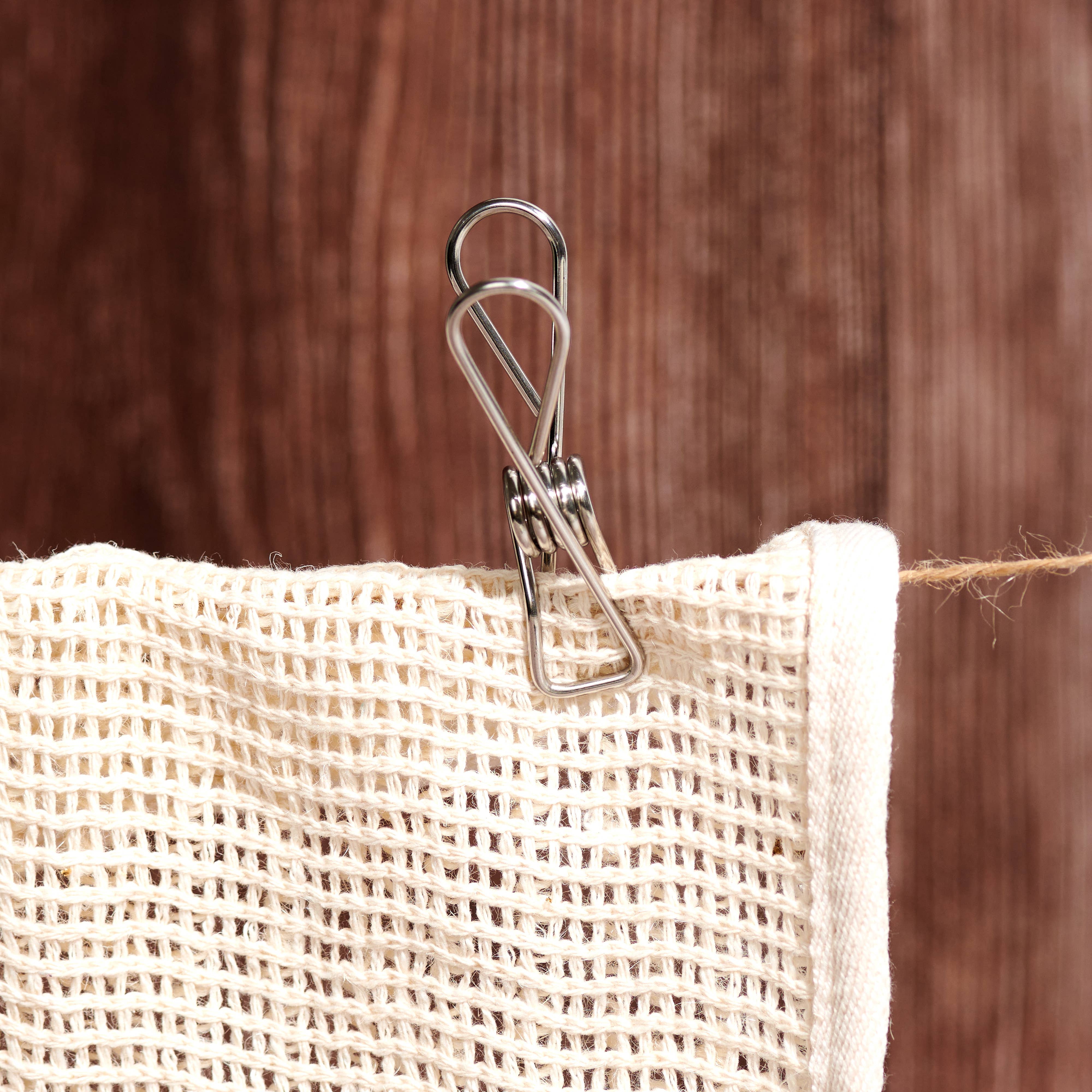 Desesh - Vente Pinces à linge - Pinces à linge en acier inoxydable (lot de 20 dans un sac en coton)3