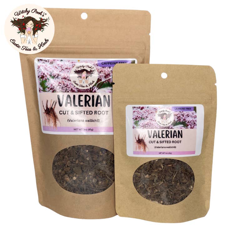Witchy Pooh's Valerian Tea-Cut & Sifted Root, Caffeine Free for wholesale by Witchy Pooh's Exotic Teas & Herbs