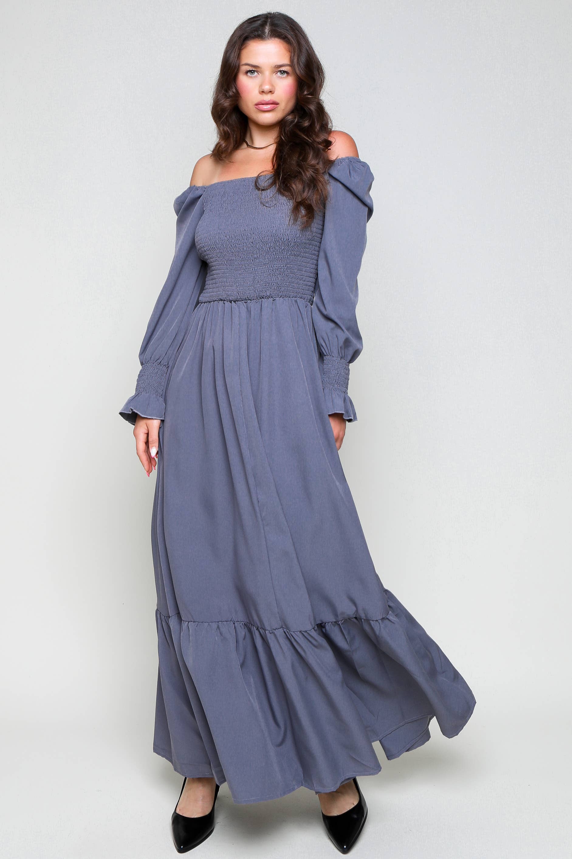 Flarix - Wholesale Dress - Women's - Smocked Square Neck Maxi Dress2