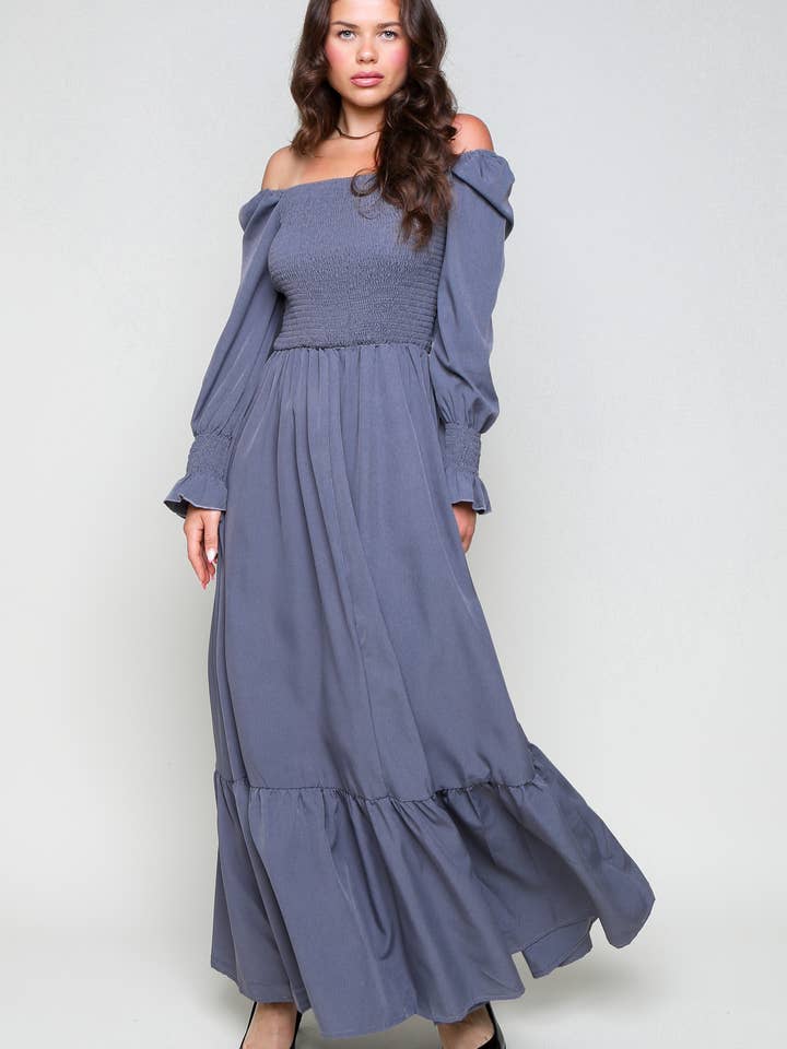 Flarix - Wholesale Dress - Women's - Smocked Square Neck Maxi Dress2