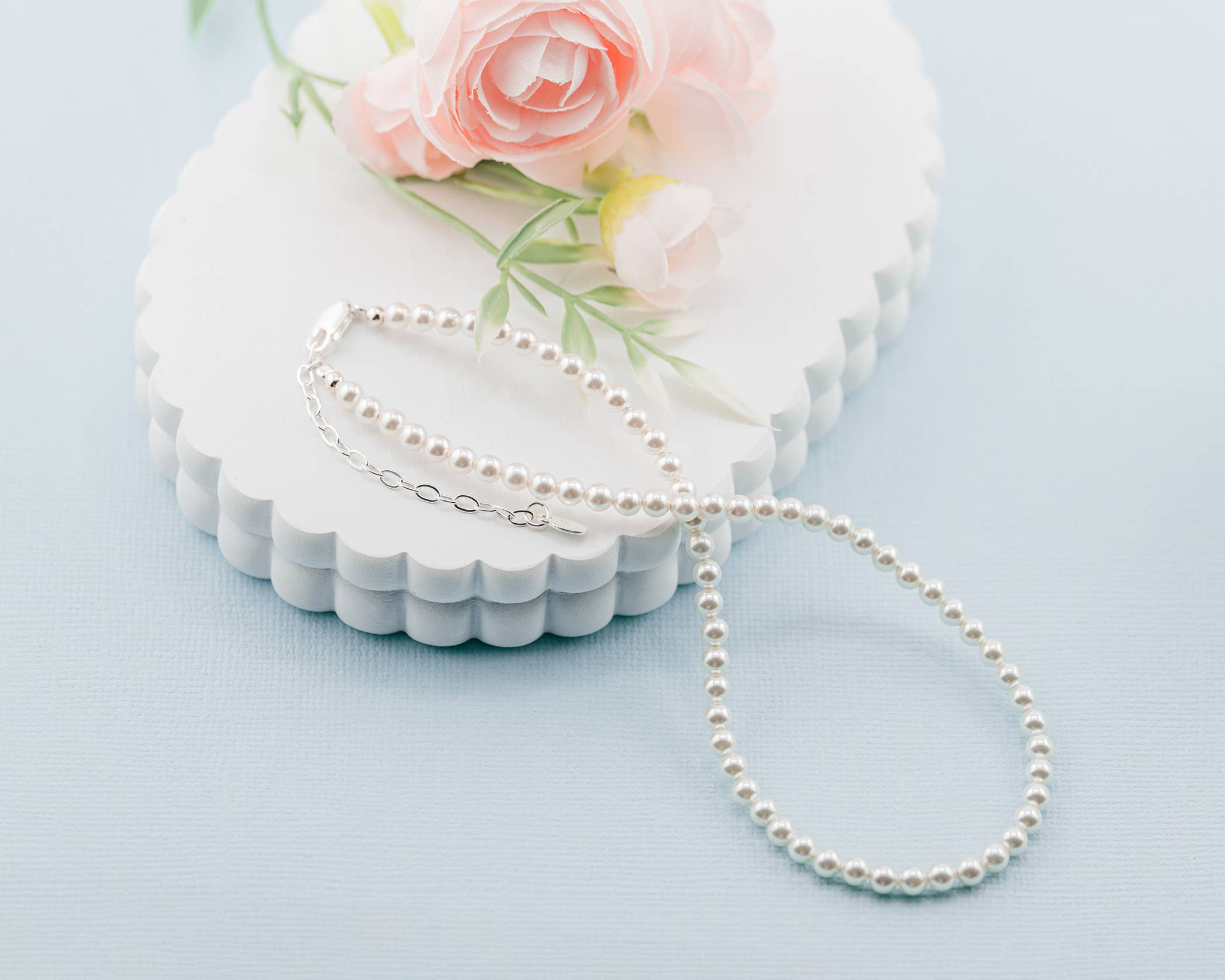 Cherished Moments – Engroshandel Halskæde - Børn – Piger Sterling Sølv Strand of Pearls Børnehalskæde1