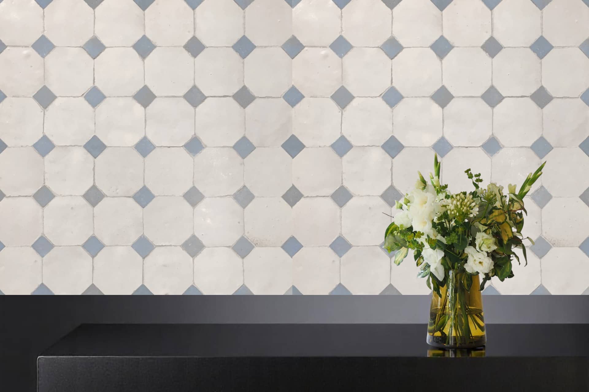 Moroccantastics - Wholesale Wall Tile - Handcrafted Light Gray & Gray Moroccan Zellige Tiles – Octagon & Bouchon Patterns4