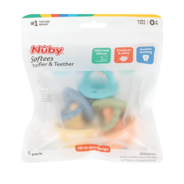 Nuby - Wholesale Pacifier - Baby - Softees Pacifier & Teether, 5 Pack