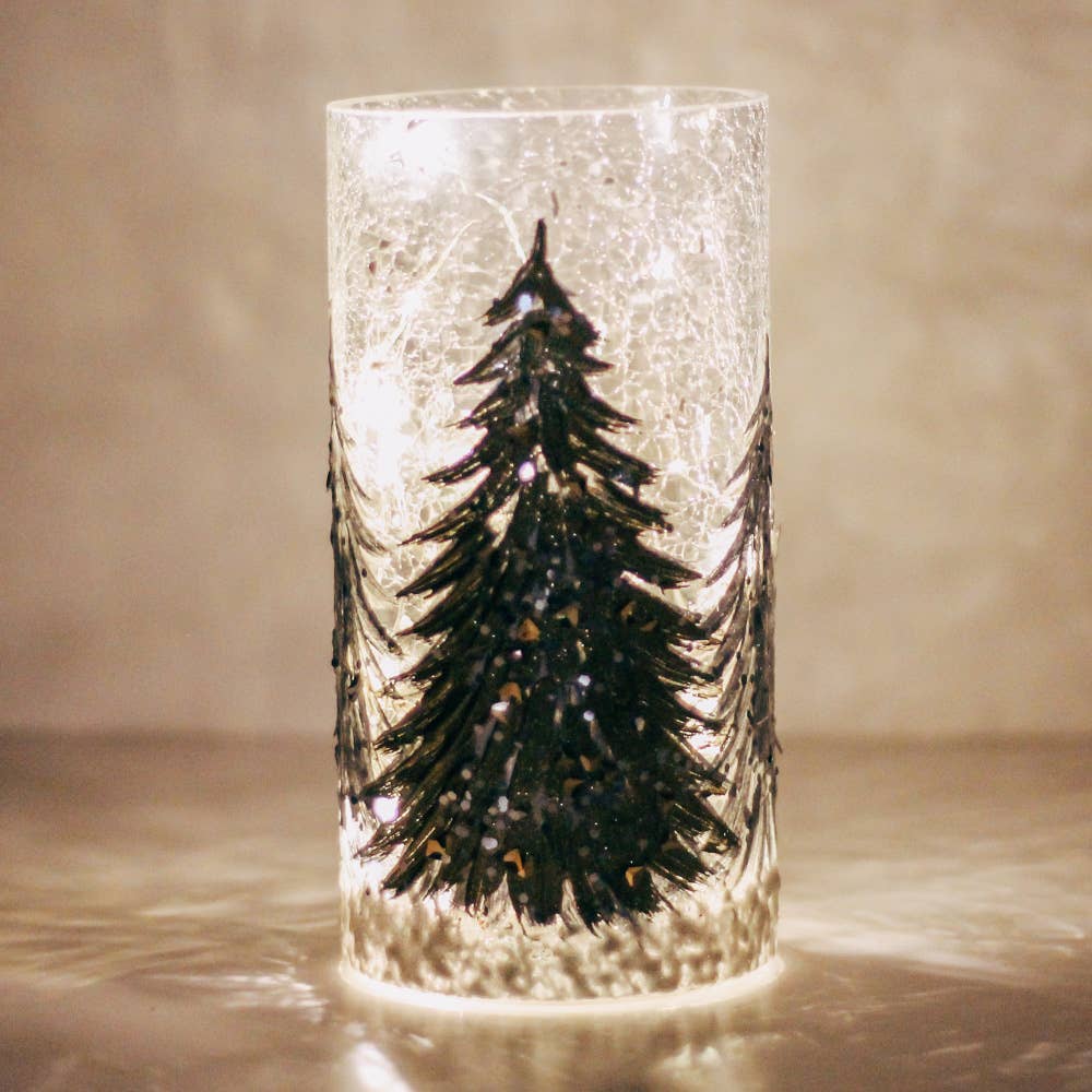 A Cheerful Giver – wholesale Juldekoration – Guldfärgad glaspelare med LED-ljusslingor — Jul, högtidsdekorationer1