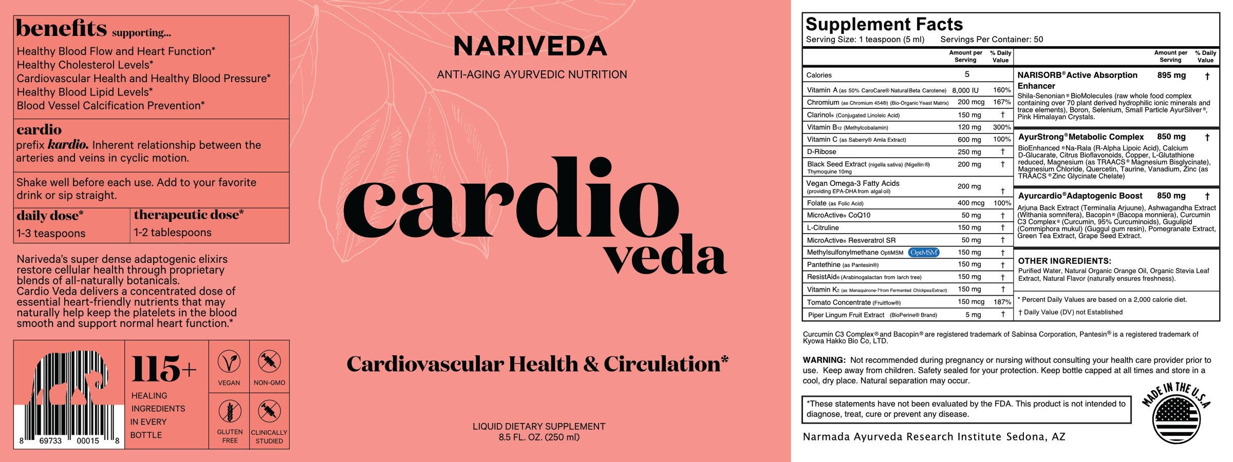Nariveda - Wholesale Oral Supplement/Vitamin - Cardio Veda -Ayurvedic Heart and Circulation Support2