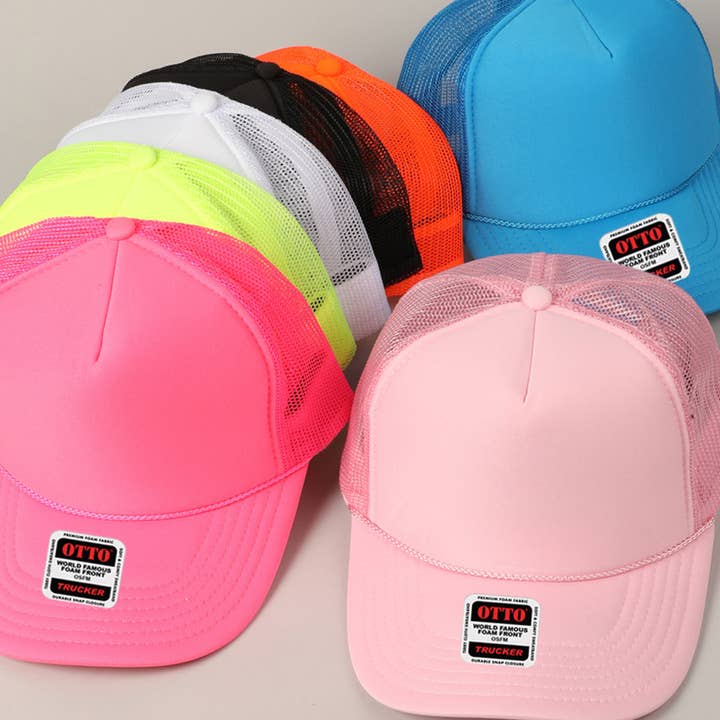 Fashion City - Wholesale Trucker Hat - Unisex - Solid Color OTTO 5-Panel Foam Mesh Back Trucker Hat