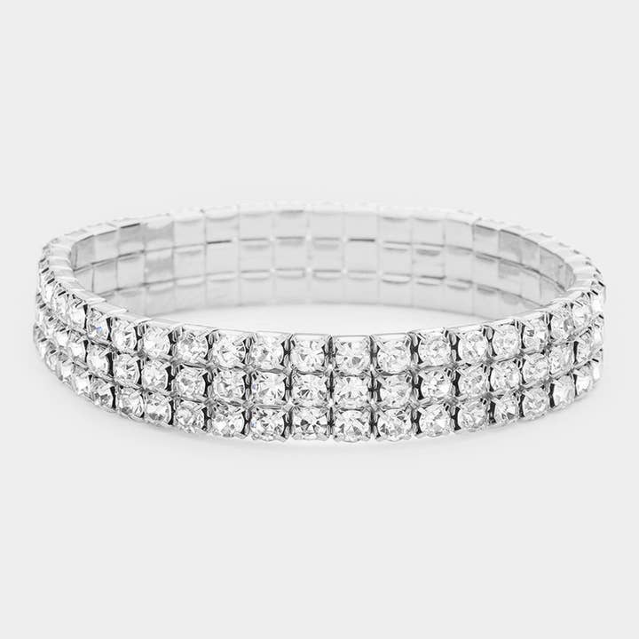 Bracelet extensible en strass à 3 rangées pour la vente par Sensibling Corp.