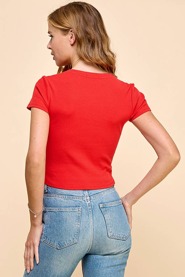 Heart & Hips - Vente Haut en maille – femme - RT52692 - HAUT À MANCHES COURTES COL ROND7