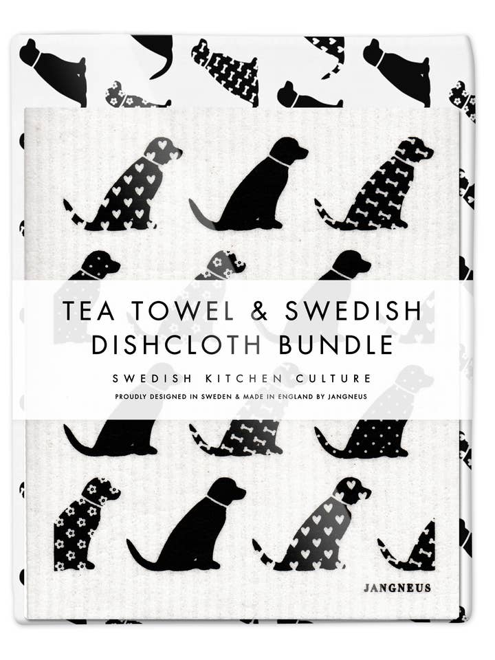 Ensemble de torchons et torchons suédois, pour chiens, noir pour la vente par Jangneus