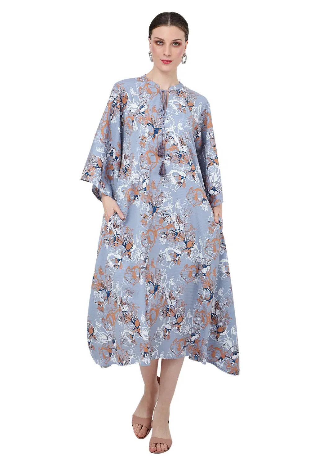 Gray Women Midi Kaftan Summer Caftan Dress Grey 172 S-3XL for wholesale on Faire0