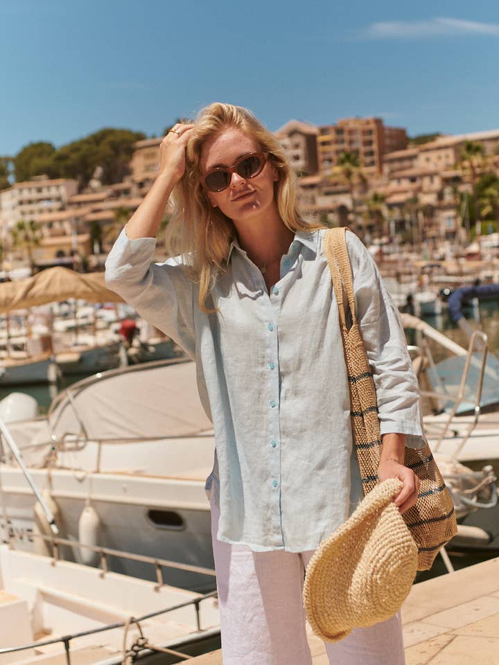 Cathy - Linen Blouse in Various Colors  for wholesale by Sauths