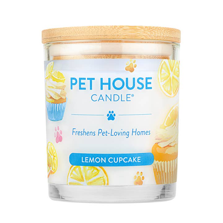 Lemon Cupcake 9 oz Candle for pet-loving homes for wholesale by Pet House by One Fur All