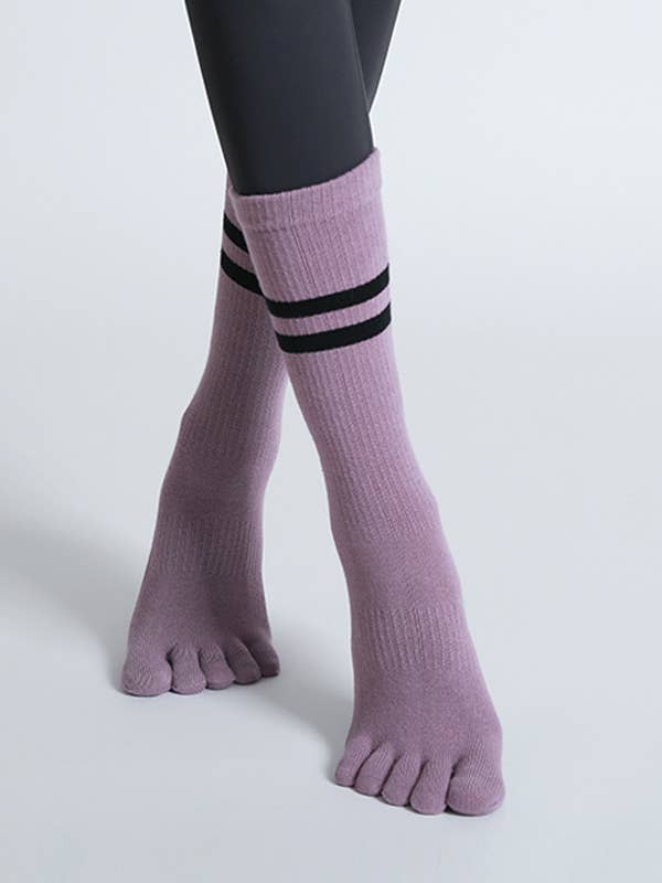 Parallel Bar Five-Finger Split-Toe Yoga Tube Socks for wholesale by HIDDENBRAND