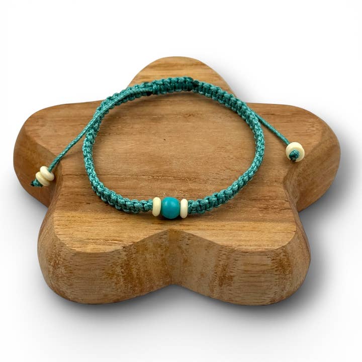 Bracelet tissé façon macramé HOMME - Turquoise 05 pour la vente par MAISON KIZO