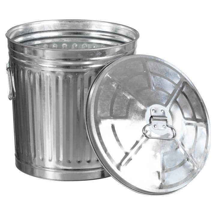 Quickway Imports – wholesale Papperskorg/papperskorg – Gardenised rund galvaniserad stål, soptunna med lock